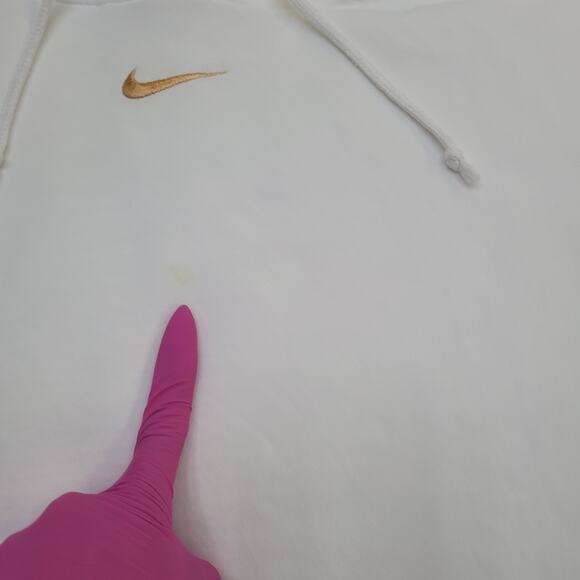 NIKE Center-Swoosh Hoodie Womens S/M 24x26 Oversized White - Picture 3 of 13